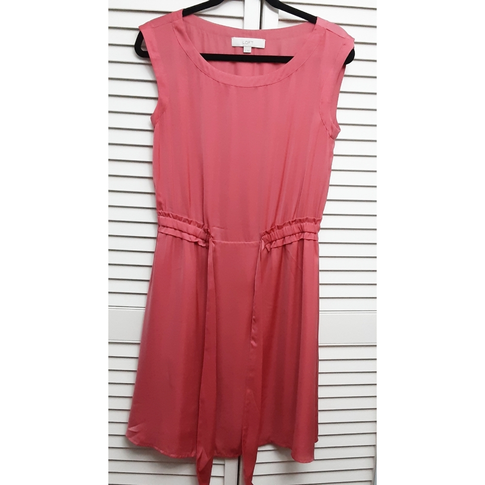 Loft Coral Sleeveless Dress with tie Small